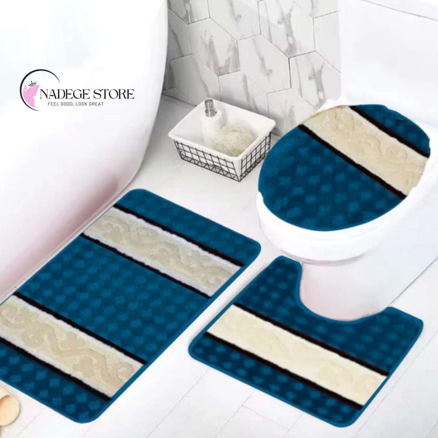 YASMIN 3-Piece Bath Mat Set – Bold & Beautiful