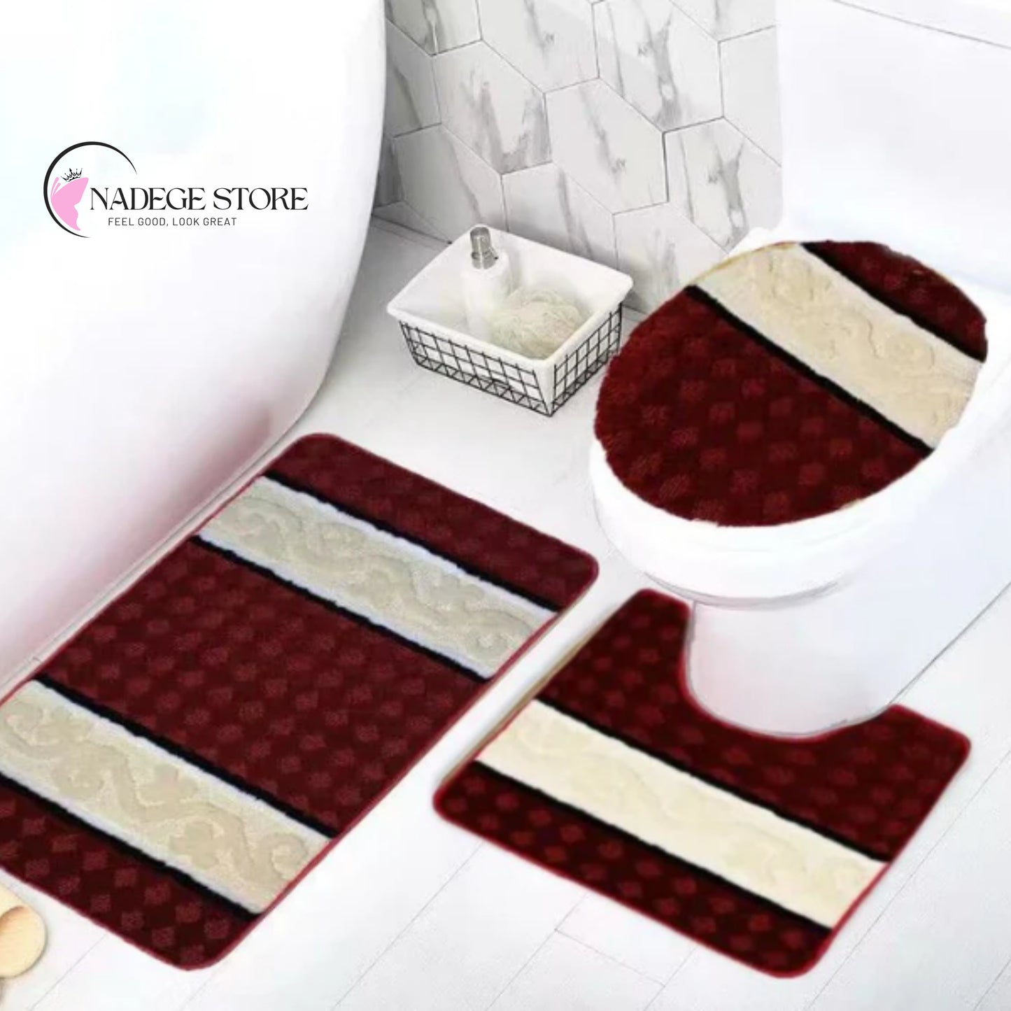 YASMIN 3-Piece Bath Mat Set – Bold & Beautiful