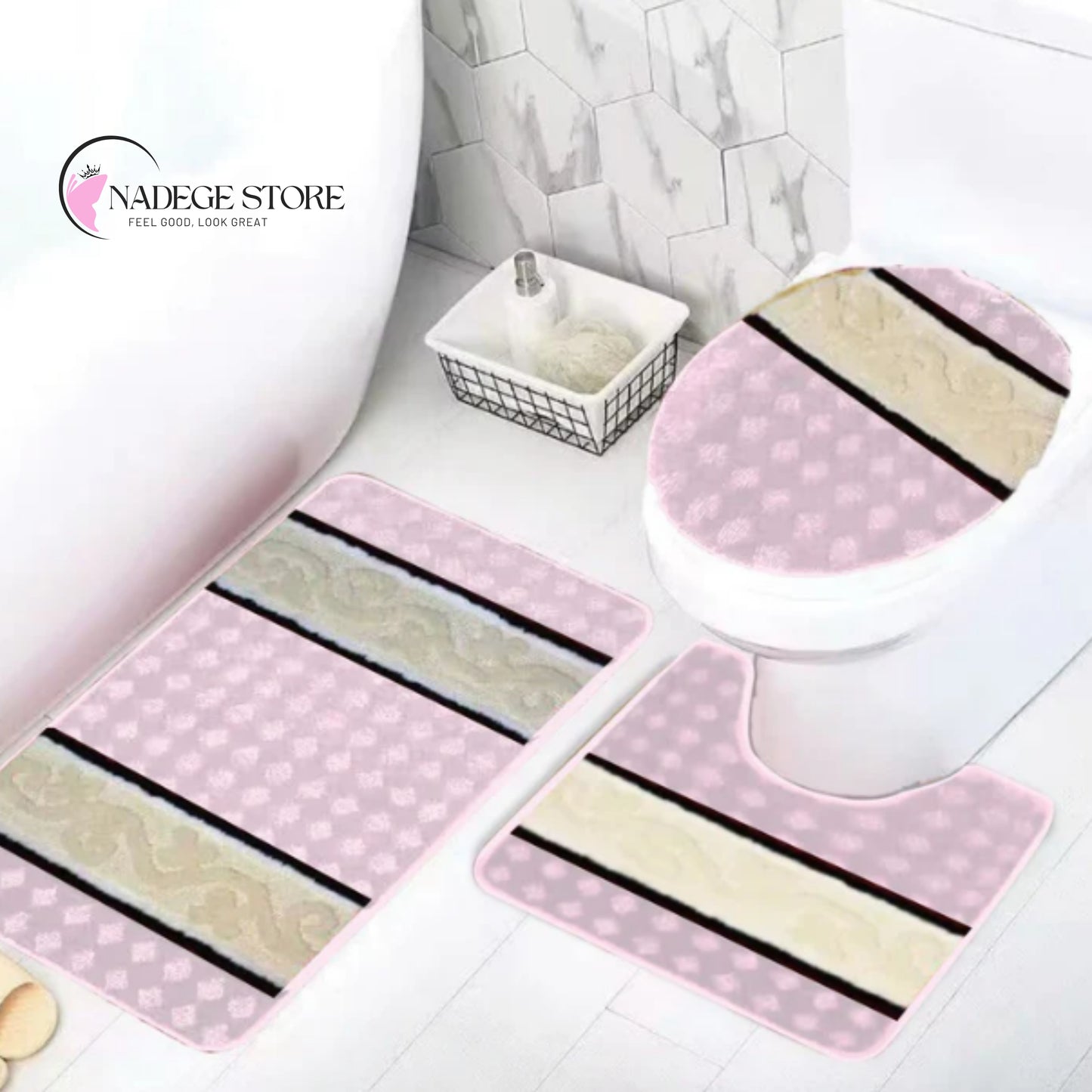 YASMIN 3-Piece Bath Mat Set – Bold & Beautiful