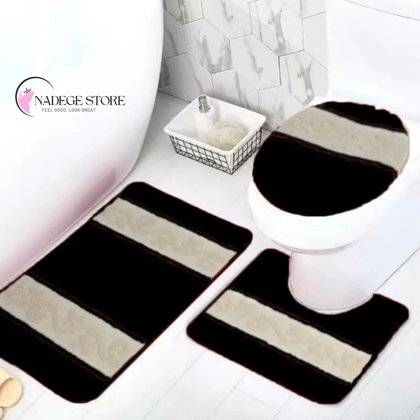 YASMIN 3-Piece Bath Mat Set – Bold & Beautiful