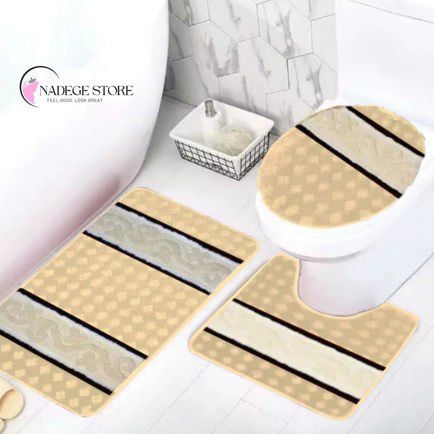 YASMIN 3-Piece Bath Mat Set – Bold & Beautiful